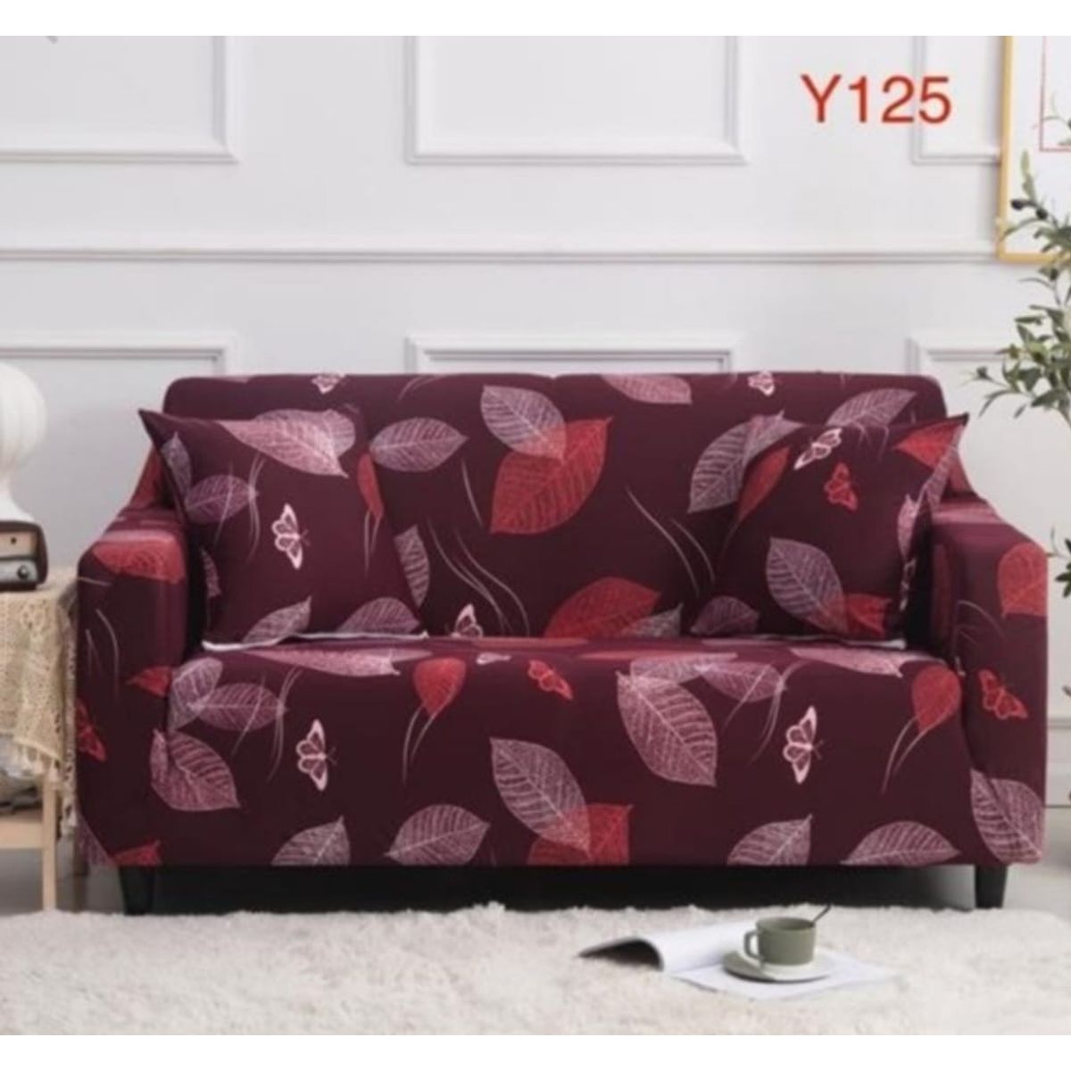 GENERICO - Funda de Sillon 2 Cuerpos Poliéster Elástico. Color Burdeos Y125