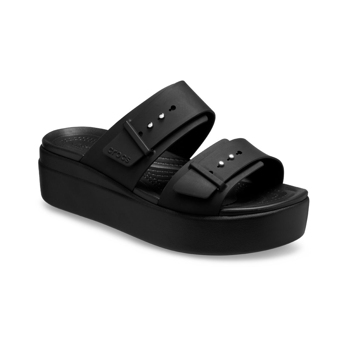 CROCS - Sandalia Crocs Brooklyn Buckle Low Wedge Mujer Black