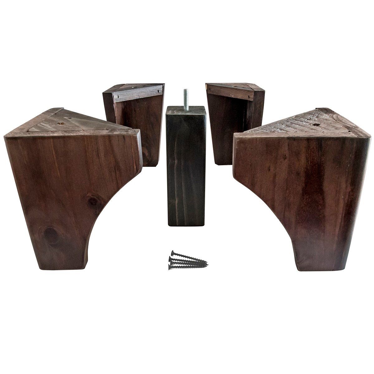 BLOCCARE - Kit De Patas Europeas Roble Oscuro ( 4 patas exteriores + 1 central)