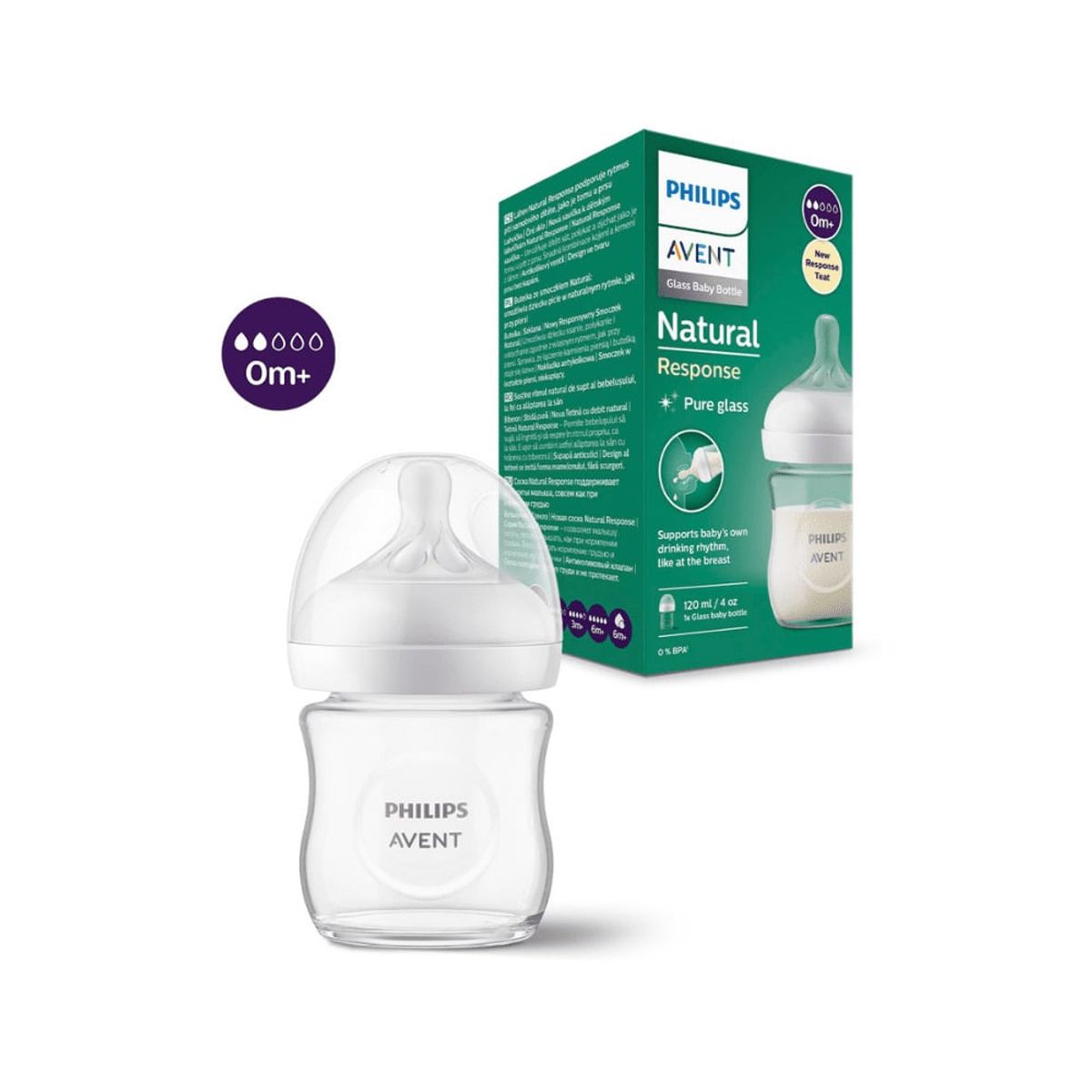 AVENT - Mamadera Natural Response Vidrio 120ml Scy93001