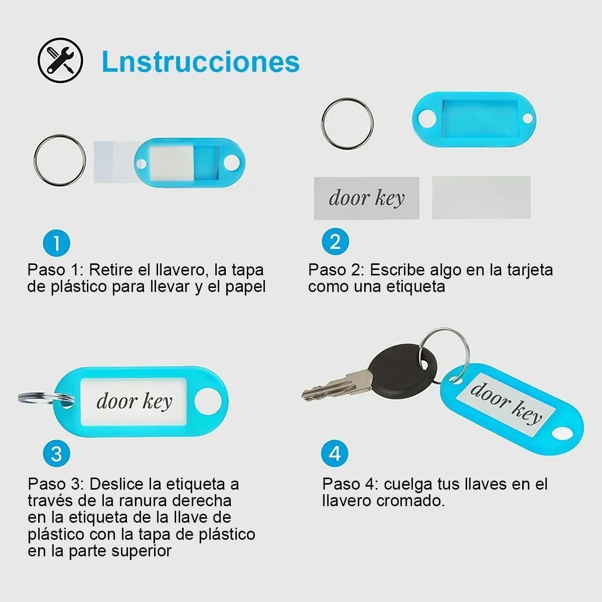 KUANGYE - Llaveros Id Porta Etiquetas De Plástico 100 Colores Surtidos