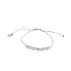 ZAZU - Pulsera Placa Fita Blanca con Mostacillas de Plata