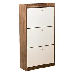 SPACE HOME - Zapatero 3 niveles 18 pares blanco con marron