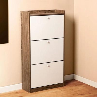 Imagen 2 del producto Zapatero 3 niveles 18 pares blanco con marron