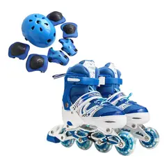 GENERICO - Patines Lineales Azul Mas Proteccion Talla M 34 a 37