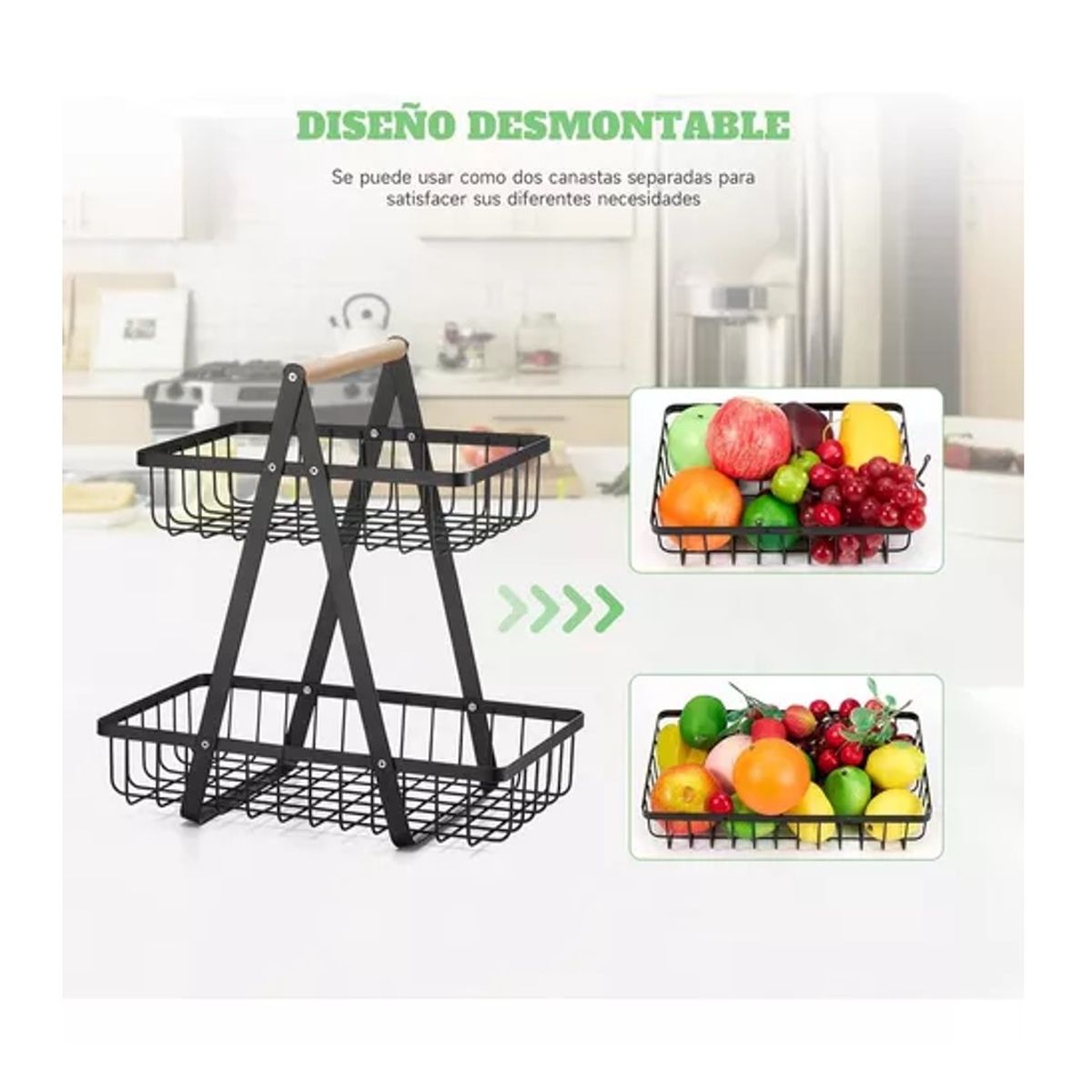 GENERICO - Frutero Organizador Metalico De Cocina Modernos 2 Niveles