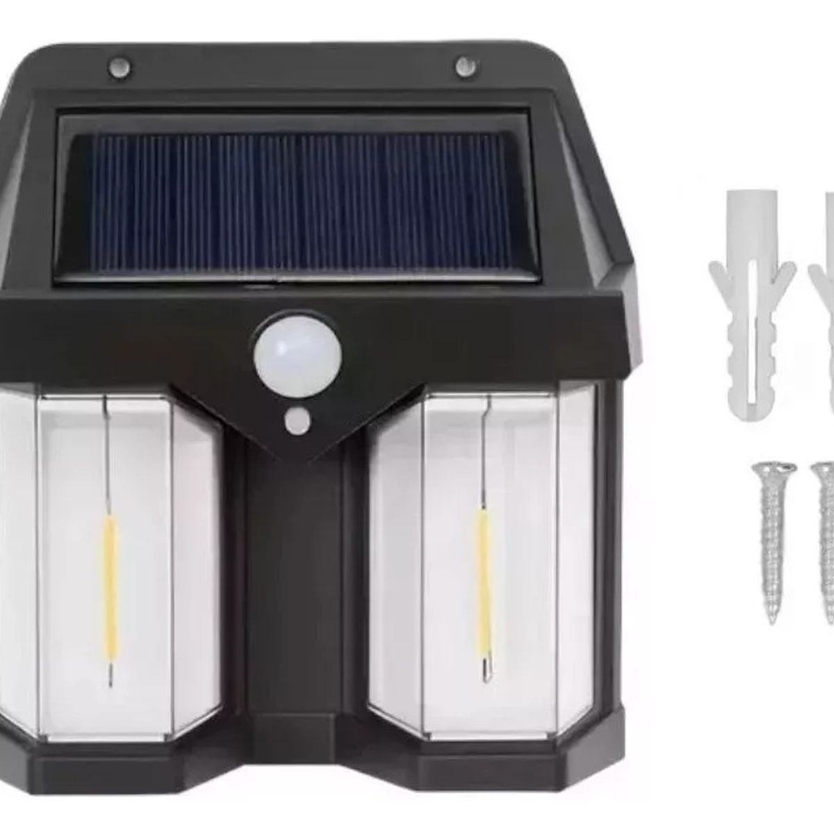 GENERICO - Lámpara Farol Solar Doble Con Sensor Luz Cálida
