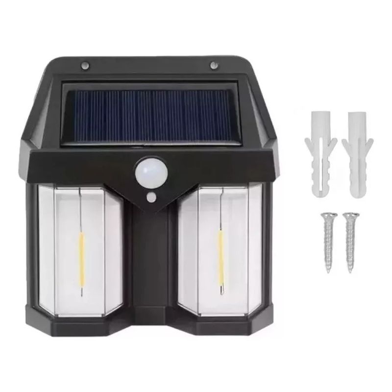 GENERICO - Lámpara Farol Solar Doble Con Sensor Luz Cálida