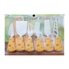 GENERICO - SET DE 6 CUCHILLOS PARA QUESO ACERO INOXIDABLE