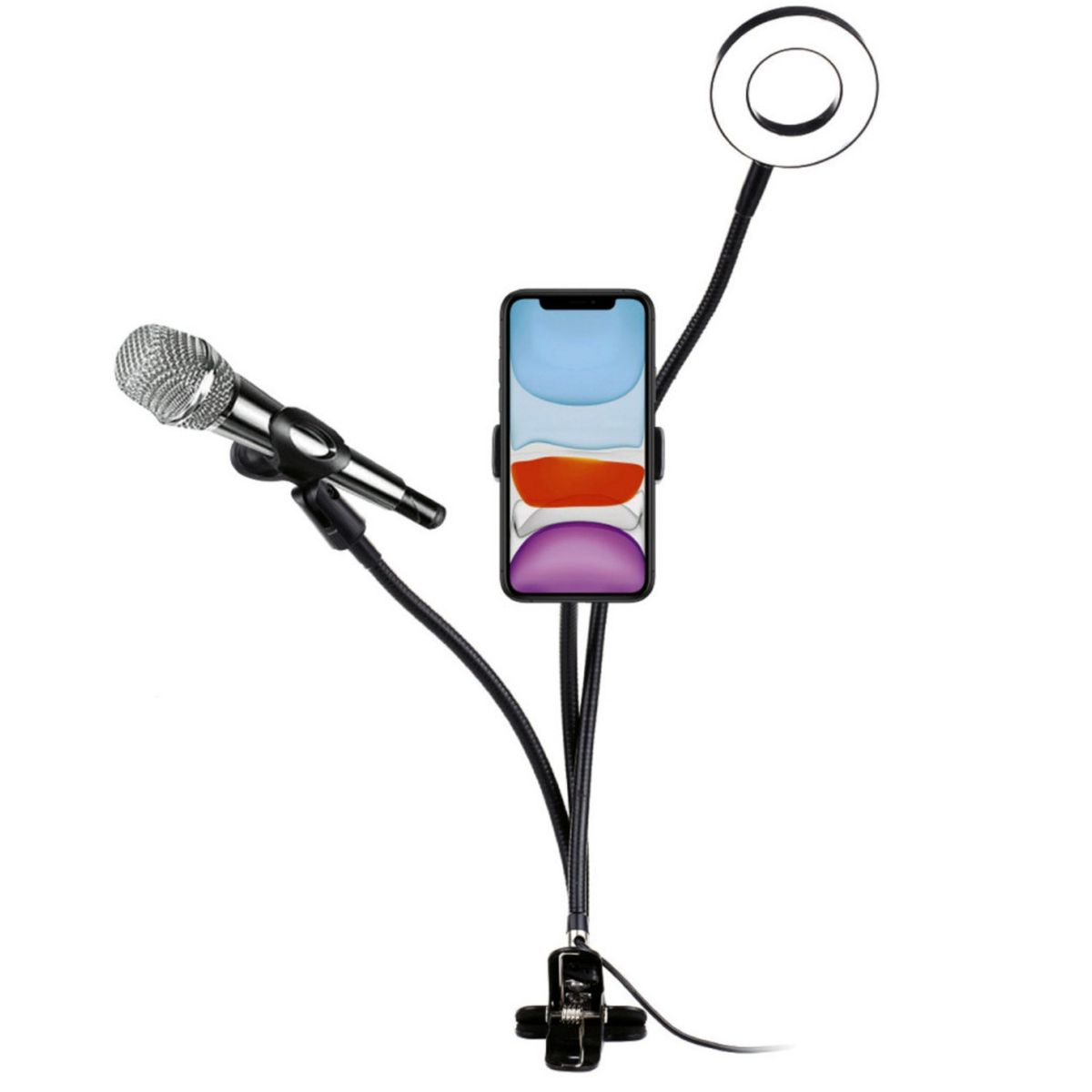 DBLUE - Soporte Celular Escritorio Con Aro Led Con Control Luz - SC