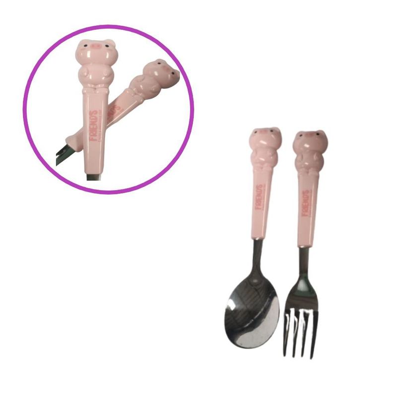 ARTIDIX - Cubiertos bebé Tenedor-cuchara con estuche - Rosa