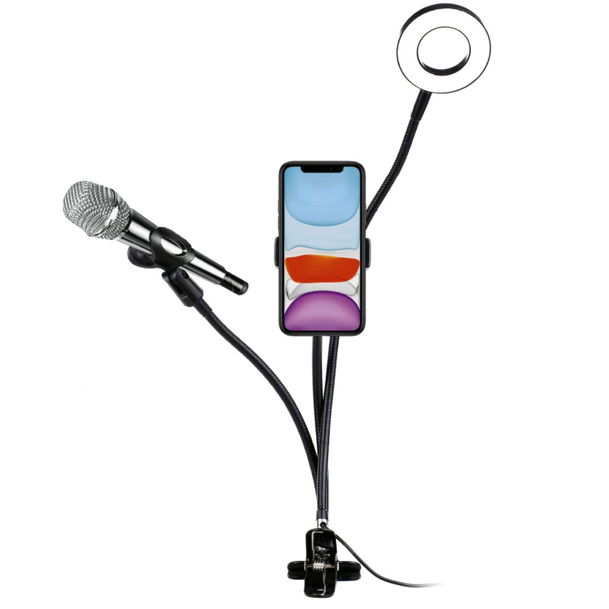 DBLUE - Soporte Celular Clip Con Aro Led Con Control De Luz - SC