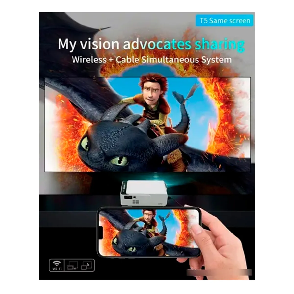 GENERICO - Mini Proyector Portatil Full Hd Led Wifi Miracast Hdmi Usb