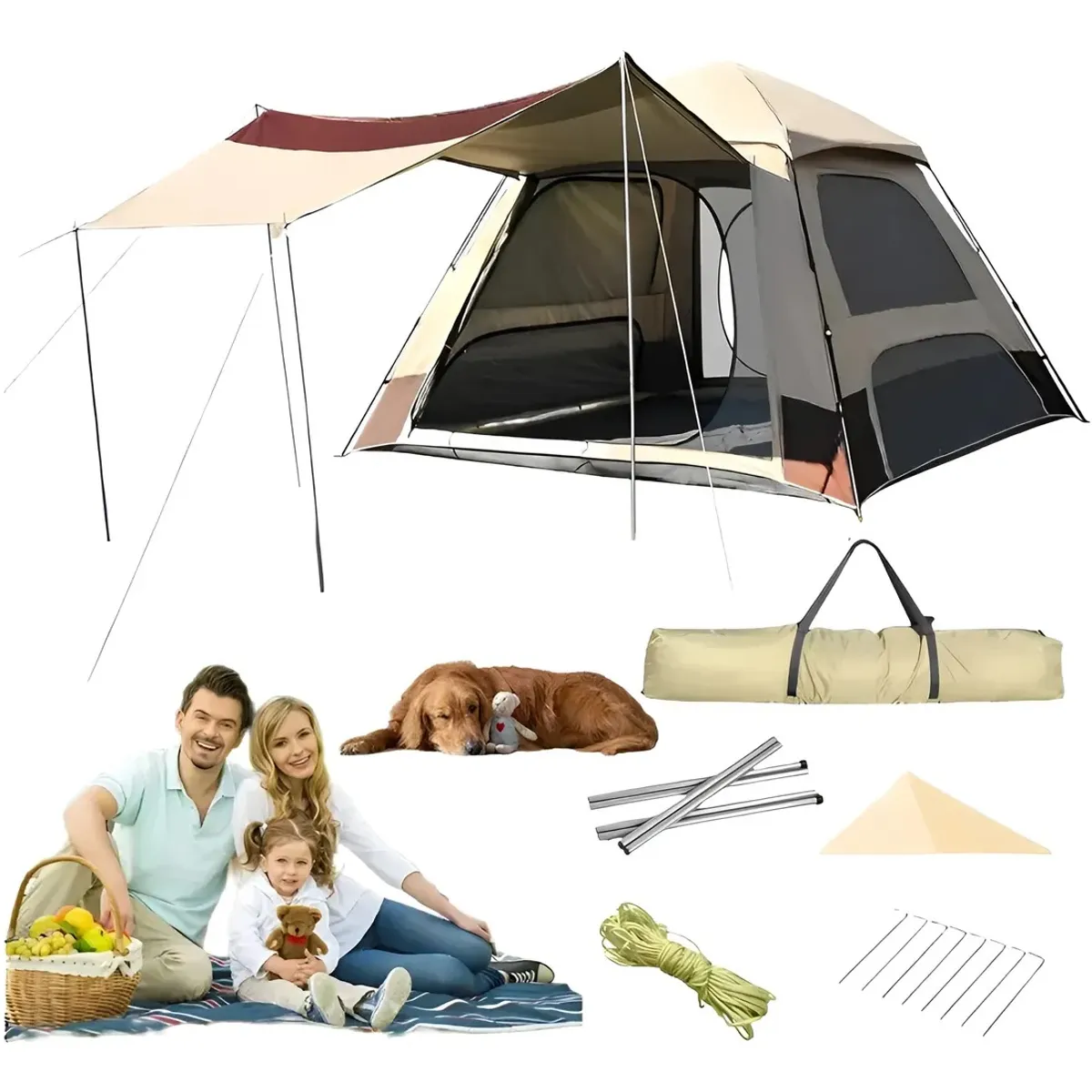 EVERSO - Carpa Instant Camping 8-10 Personas con 2 Puertas 2 Ventanas