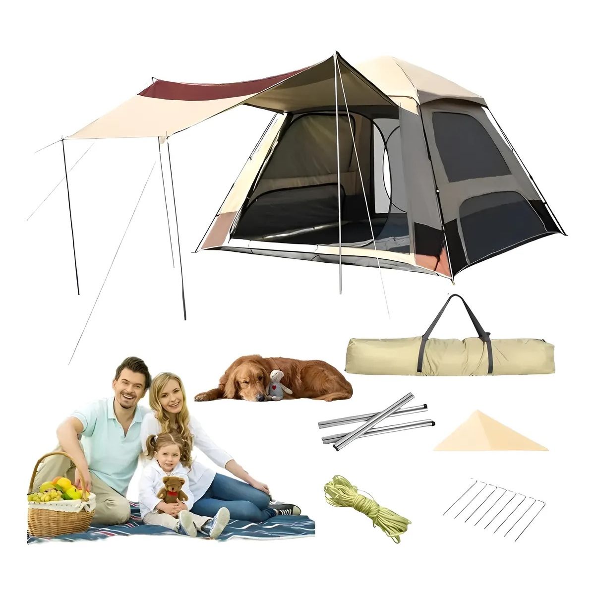 EVERSO - Carpa Instant Camping 8-10 Personas con 2 Puertas 2 Ventanas