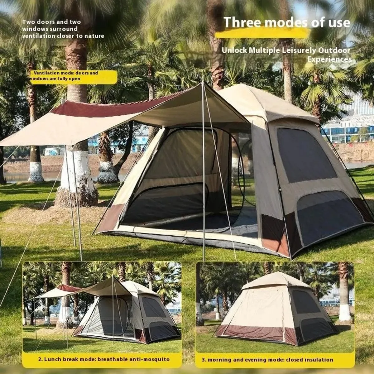 EVERSO - Carpa Instant Camping 8-10 Personas con 2 Puertas 2 Ventanas
