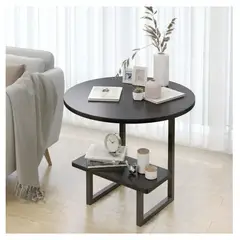 HOMER DESIGN - Mesa De Centro Redondo De Fierro Y Madera Living Vanguardia