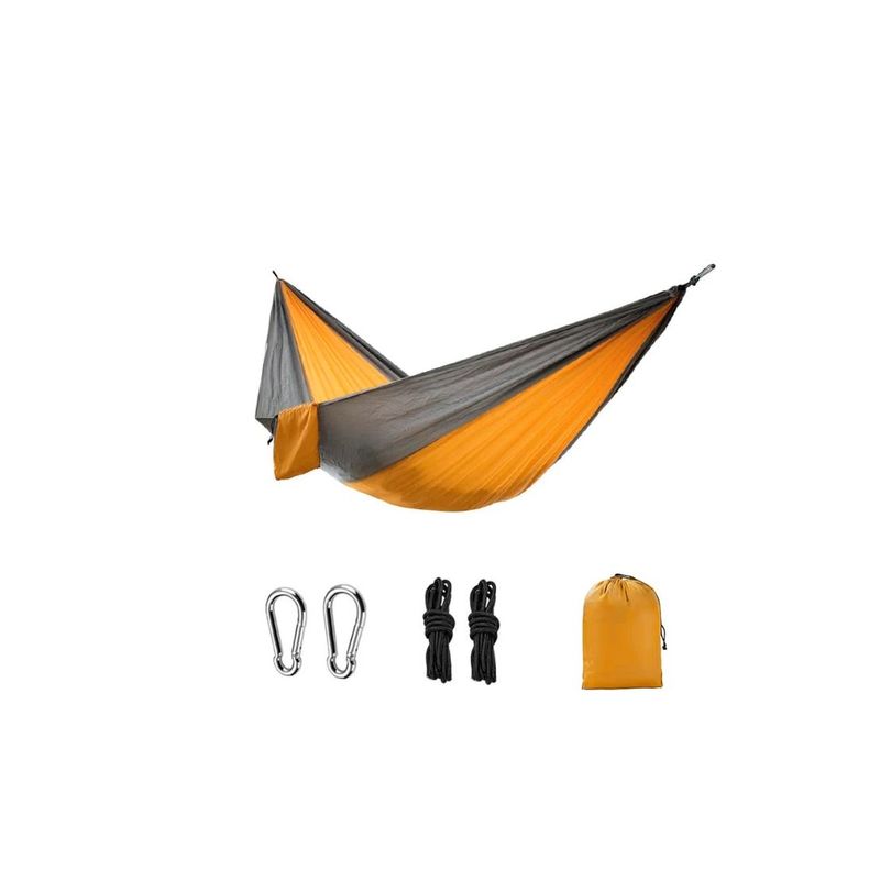 GENERICO - Hamaca Camping con Bolso Doble Color + Mosquetones