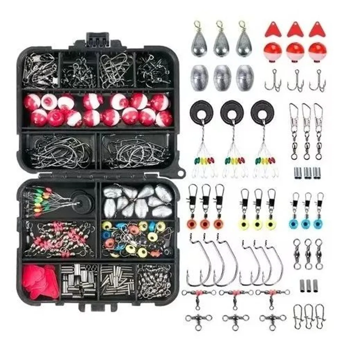 KUANGYE - Kit 263 Piezas De Anzuelos Accesorios De Pesca Con Caja