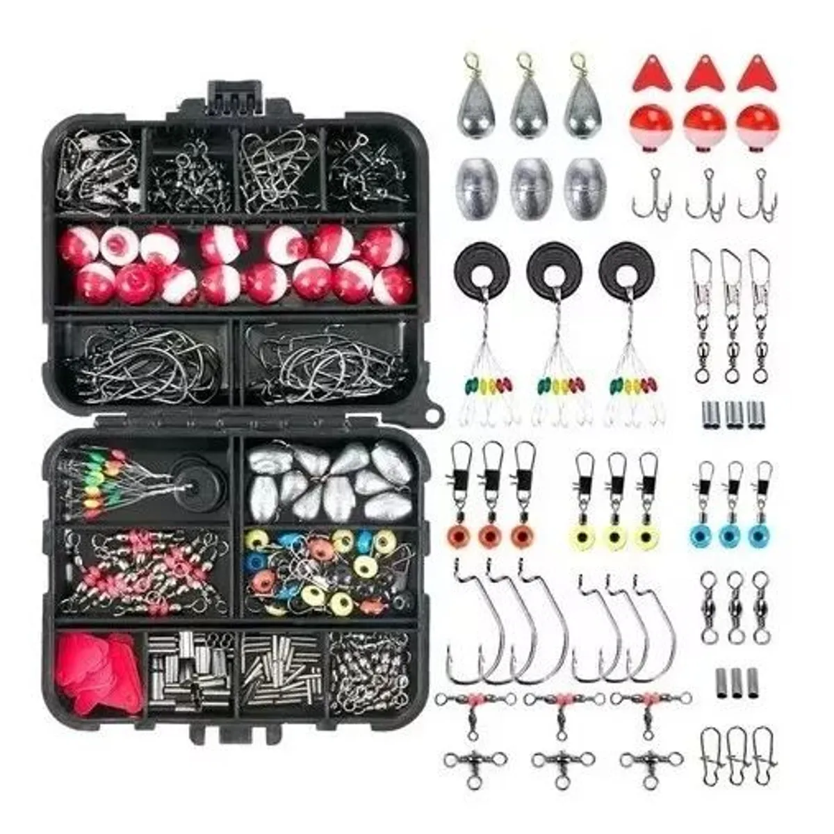 KUANGYE - Kit 263 Piezas De Anzuelos Accesorios De Pesca Con Caja