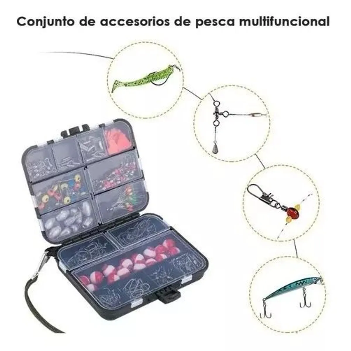 KUANGYE - Kit 263 Piezas De Anzuelos Accesorios De Pesca Con Caja