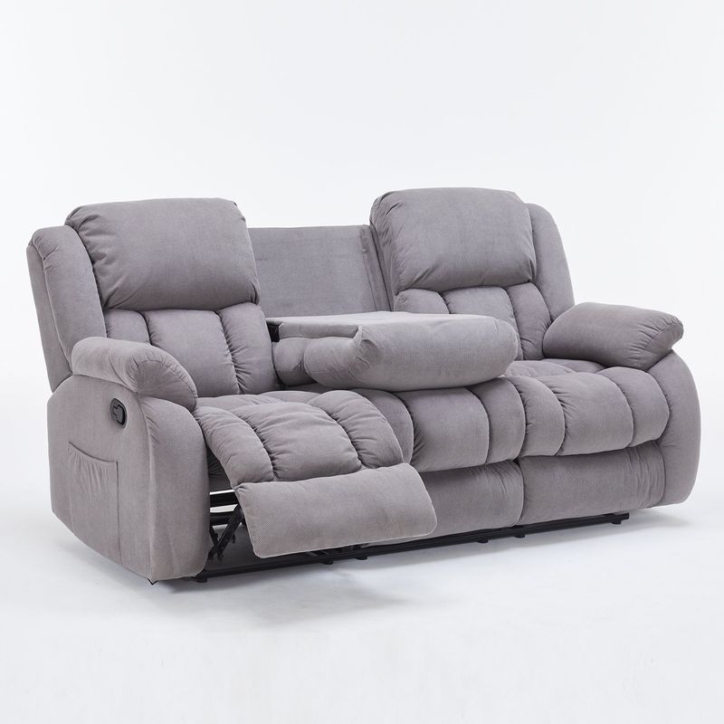 ELEMENT DESIGN - Berger 3 Cuerpos-Sofá Reclinable con Consola Central y Portavasos Gris