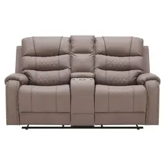 ELEMENT DESIGN - Berger Sofá Reclinable 2 Cuerpos con Portavasos-Cuero Marrón