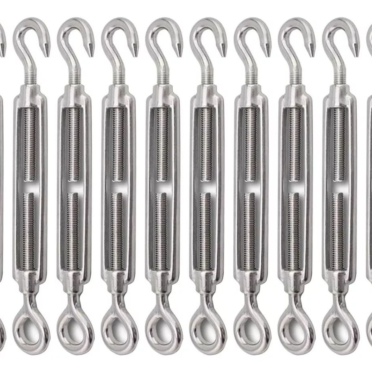 KUANGYE - Tensor Ojo Gancho Galvanizado Piola Acero 1/4 M6 12 Unidades