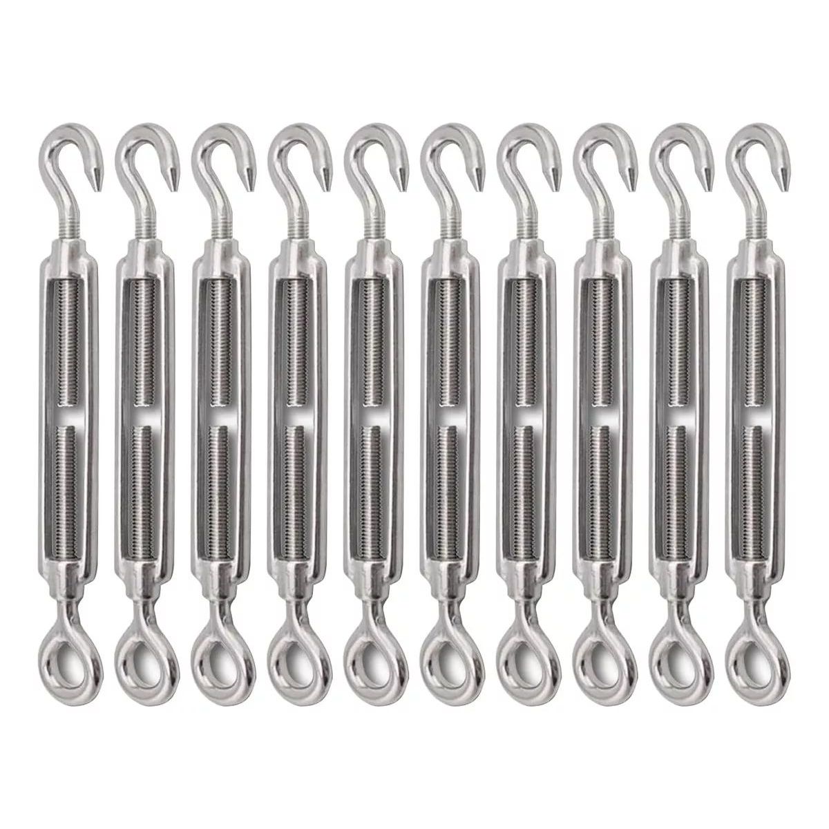 KUANGYE - Tensor Ojo Gancho Galvanizado Piola Acero 1/4 M6 12 Unidades