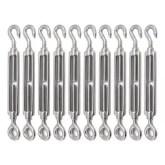 KUANGYE - Tensor Ojo Gancho Galvanizado Piola Acero 1/4 M6 12 Unidades