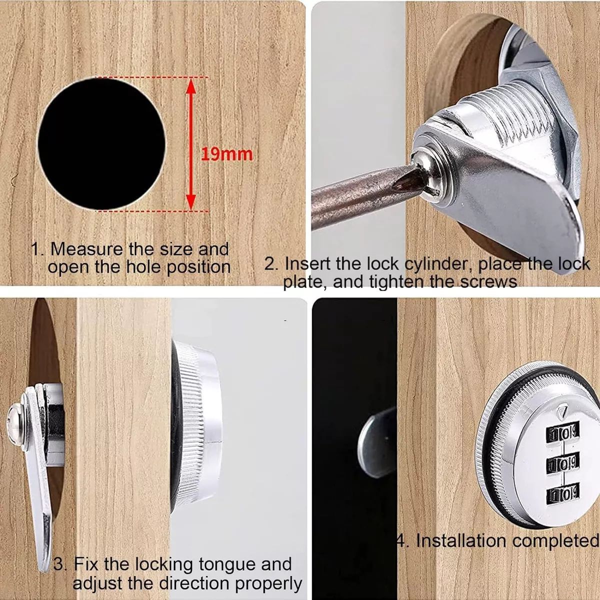 KUANGYE - Cerradura Mueble Lockers Casilleros Con Clave Ppuerta 20mm