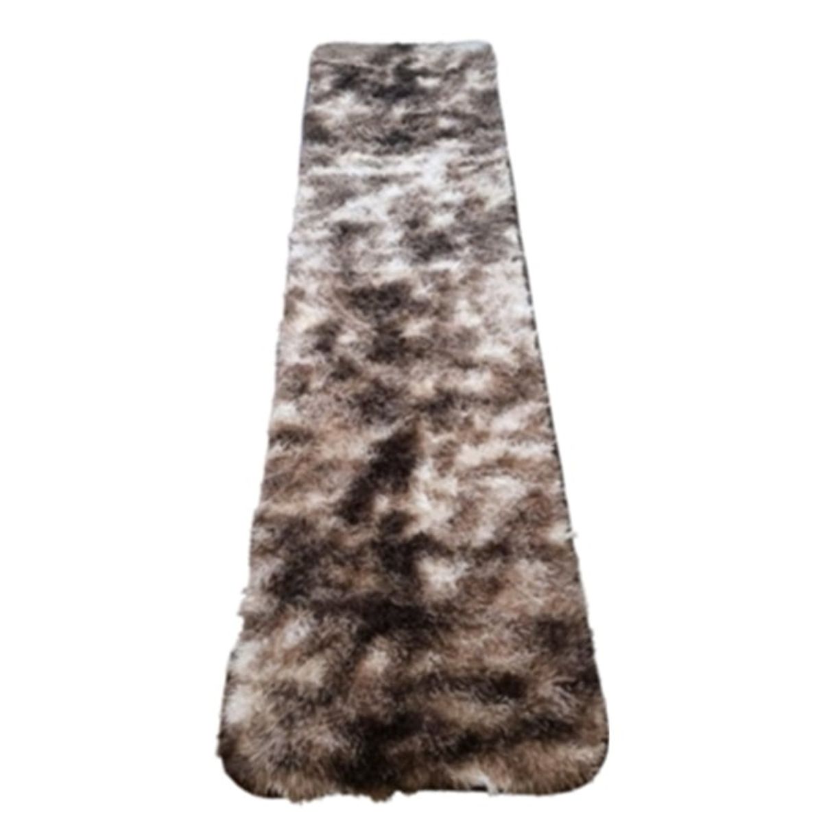 ANGELES DEL HOGAR - Alfombra Peluda Pasillera 200x55cm Café Jaspeado