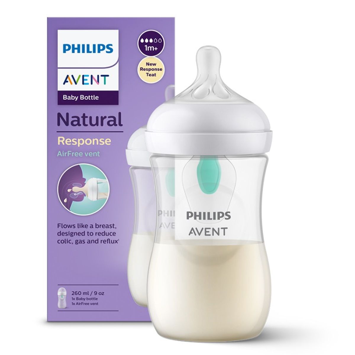 PHILIPS AVENT - Mamadera Natural Response Airfree 1m+260ml Scy67301