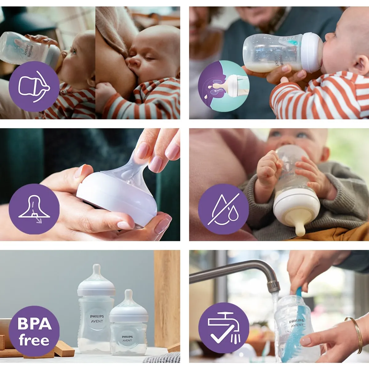 PHILIPS AVENT - Mamadera Natural Response Airfree 1m+260ml Scy67301