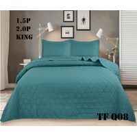 Cubrecama de Algodón con Pompones King - Super King Turquesa TFQ08