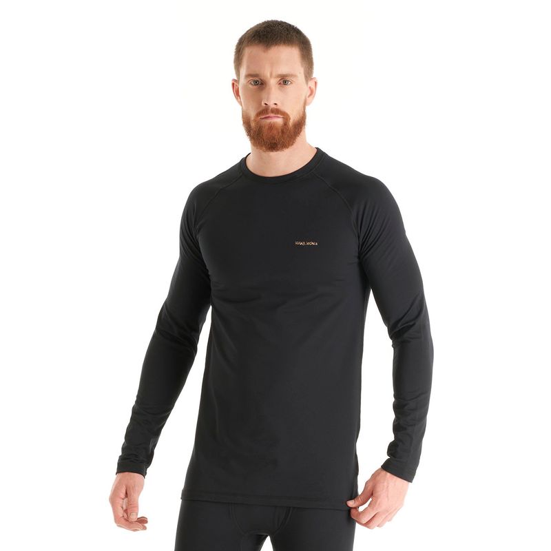 HAKA HONU - Primera Capa Hombre Huemul Top Negro Haka Honu