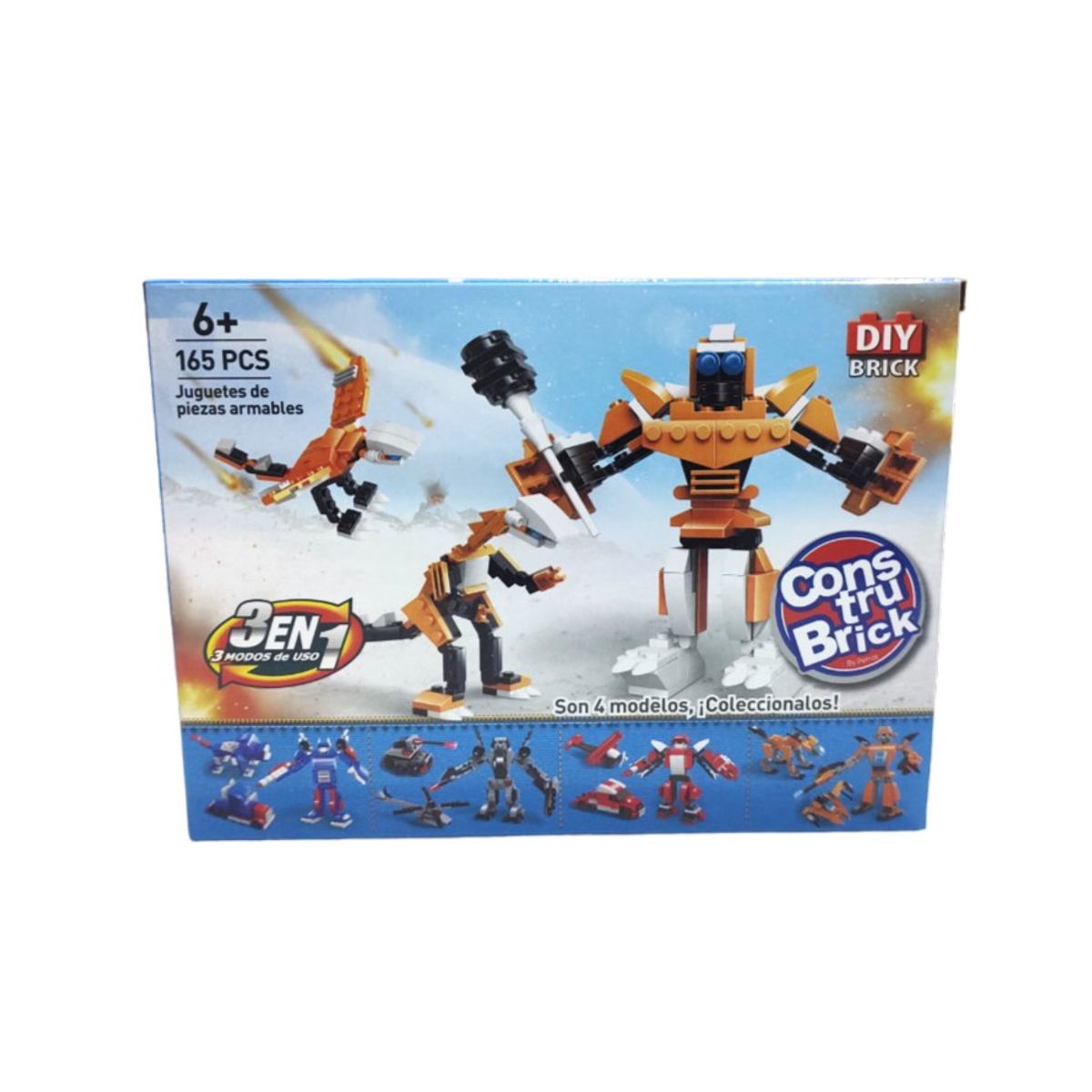 PERROT - Construbrick Mega Robot Naranja 3 en 1 165 pzas