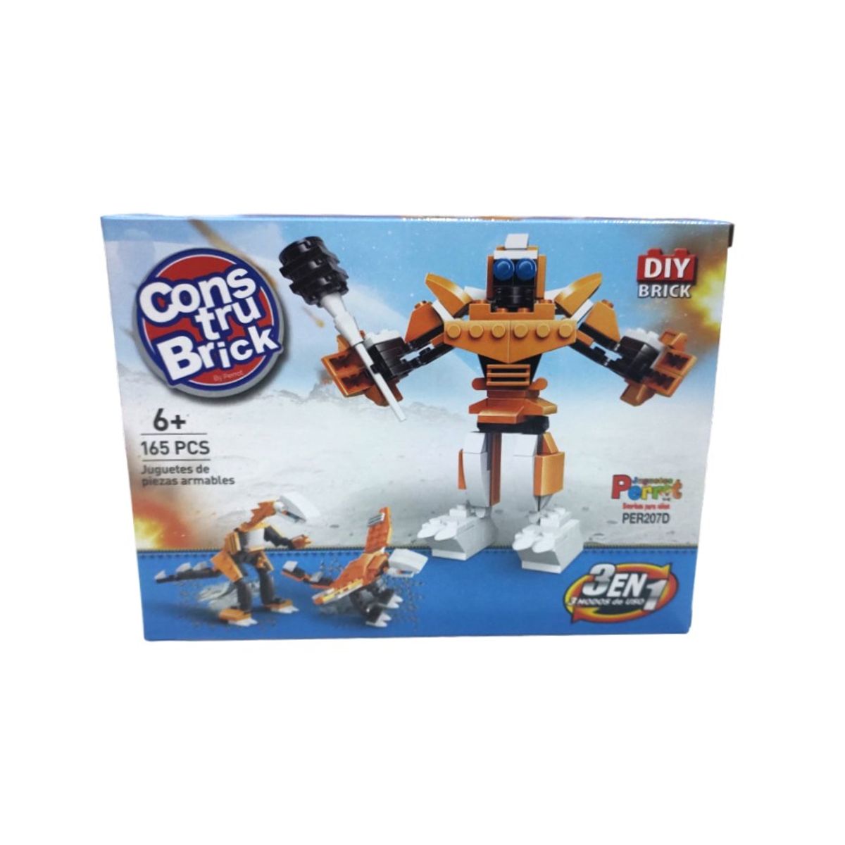 PERROT - Construbrick Mega Robot Naranja 3 en 1 165 pzas