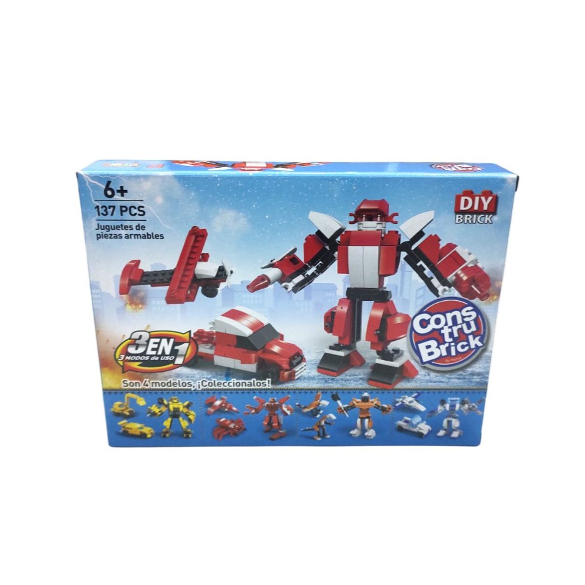 PERROT - Construbrick Mega Robot Rojo 3 en 1 137 pzas