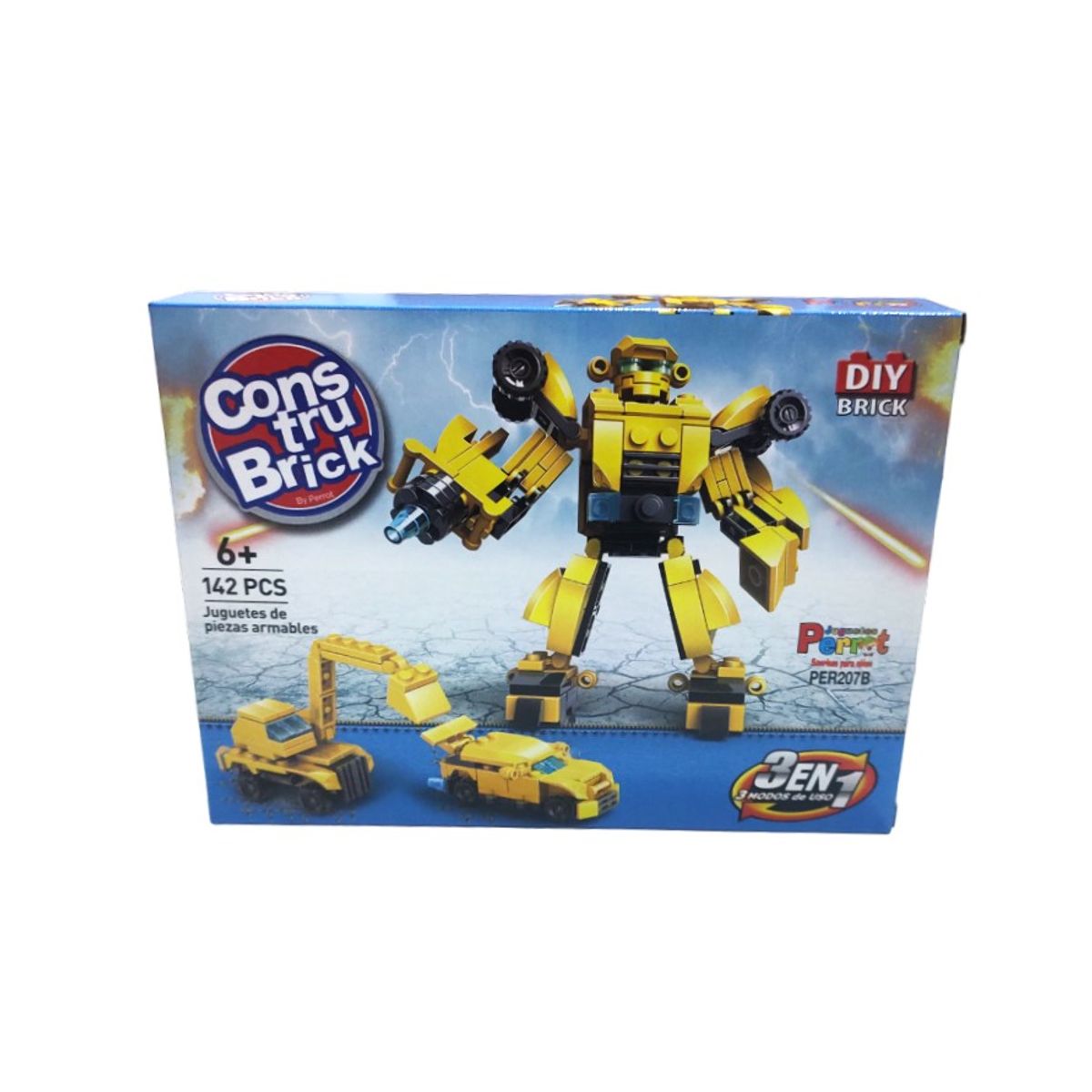 PERROT - Construbrick Mega Robot Amarillo 3 en 1 142 pzas