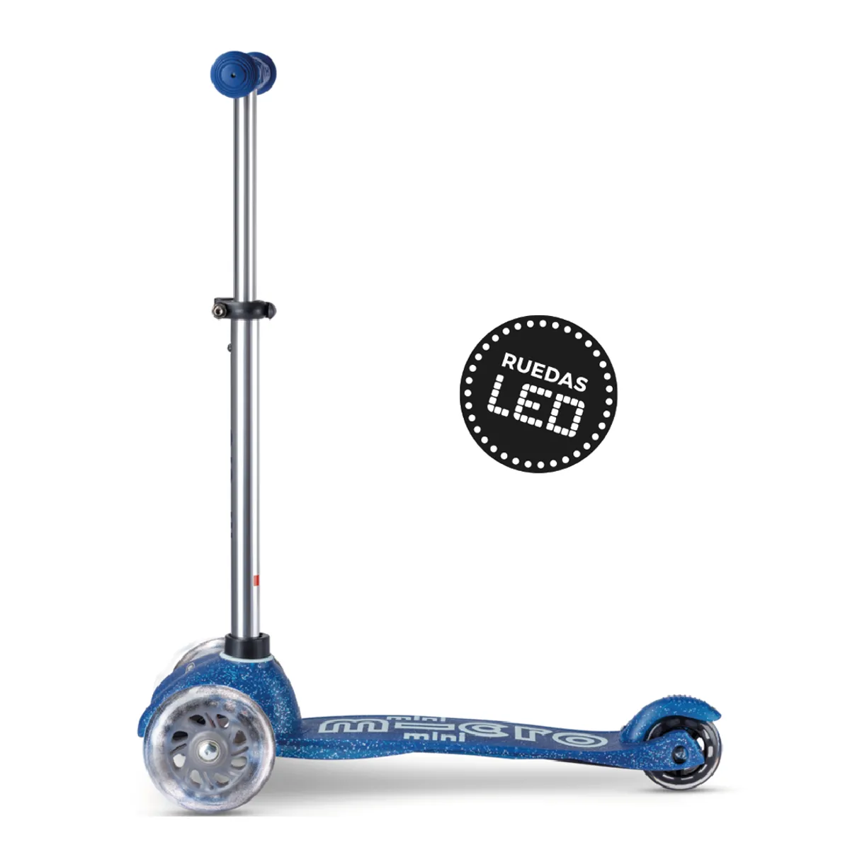 MICRO - Scooter Micro Mini LED Glitter Azul, Niños 2 a 5años
