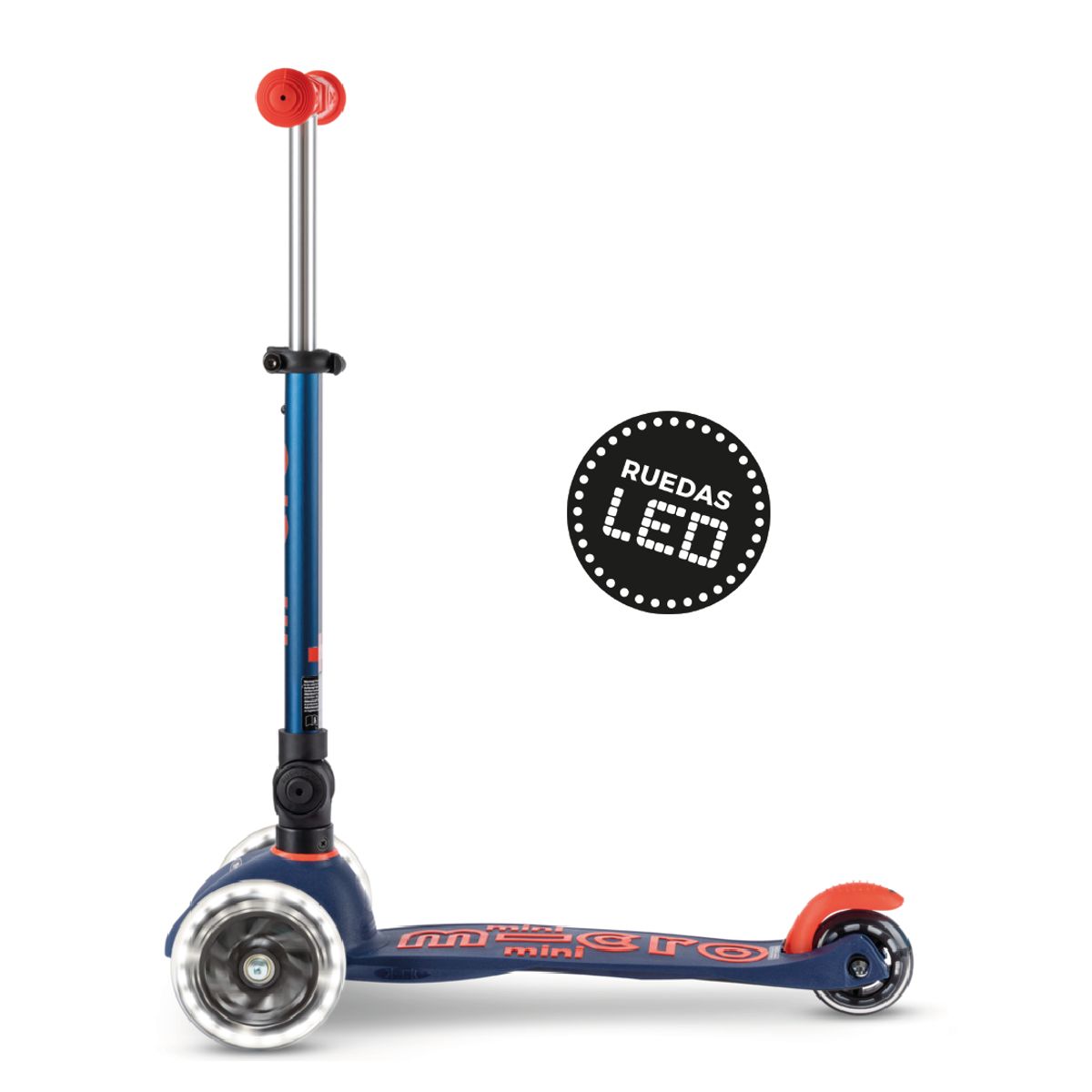 MICRO - Scooter Micro Mini LED Plegable Azul, Niños 2 a 5 años
