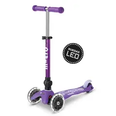 MICRO - Scooter Mini LED Plegable Morado, Niños 2 a 5 años