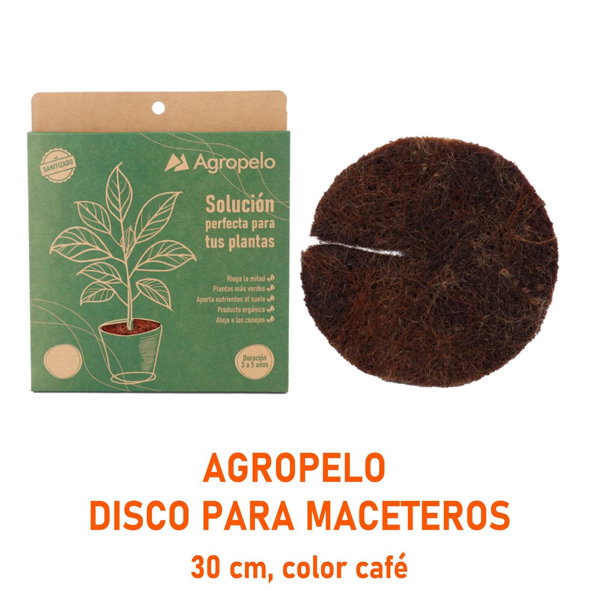 GENERICO - DISCOS AGROPELO NATURAL 30CM MULCH DE AHORRO HIDRICO PARA MACETEROS