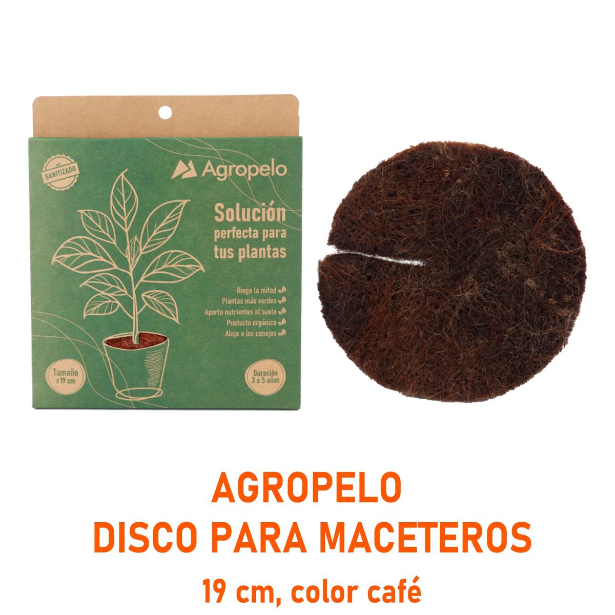 GENERICO - DISCOS AGROPELO NATURAL 19CM MULCH DE AHORRO HIDRICO PARA MACETEROS