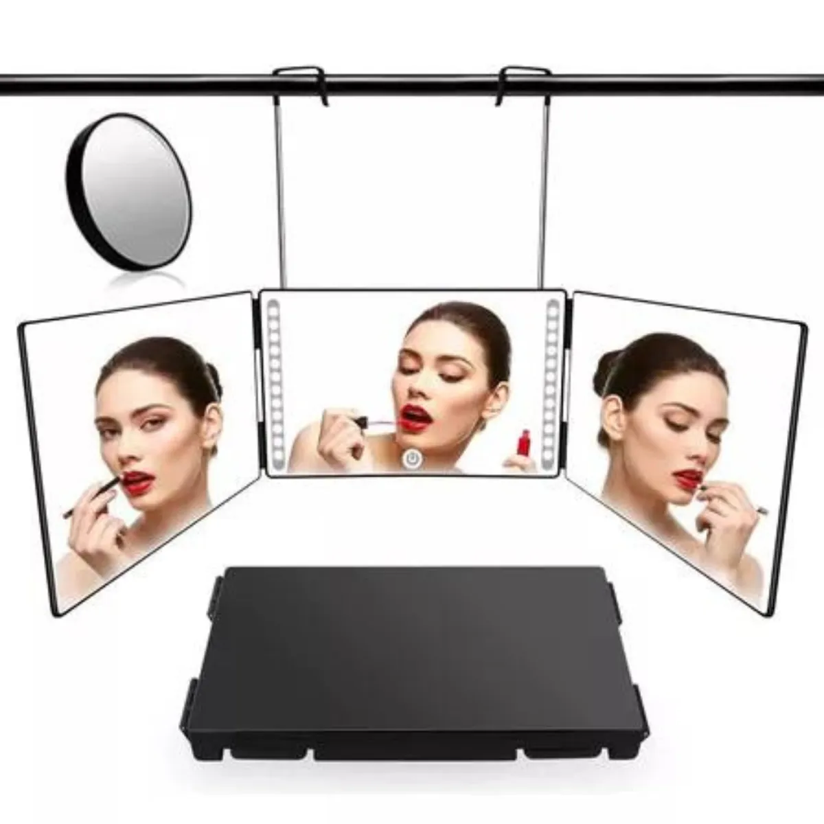 LINE - Espejo De 3 Vías De Corte De Pelo Triple De 360° Con Ganchos