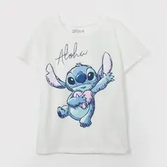 DISNEY - Polera Manga Corta Niña Aloha Lilo y Stitch Blanco