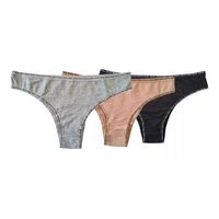 Pack 3 Calzón Algodón Tanga Bikini Mujer Liso #6