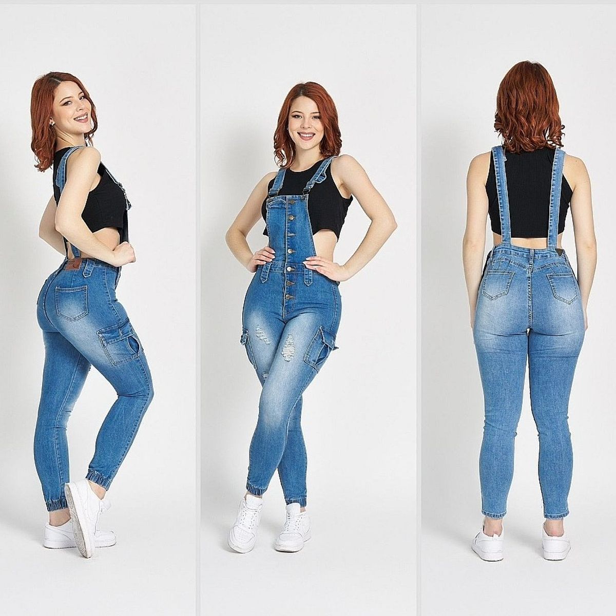 MENINA JEANS - jardinera jeans elasticada para mujer