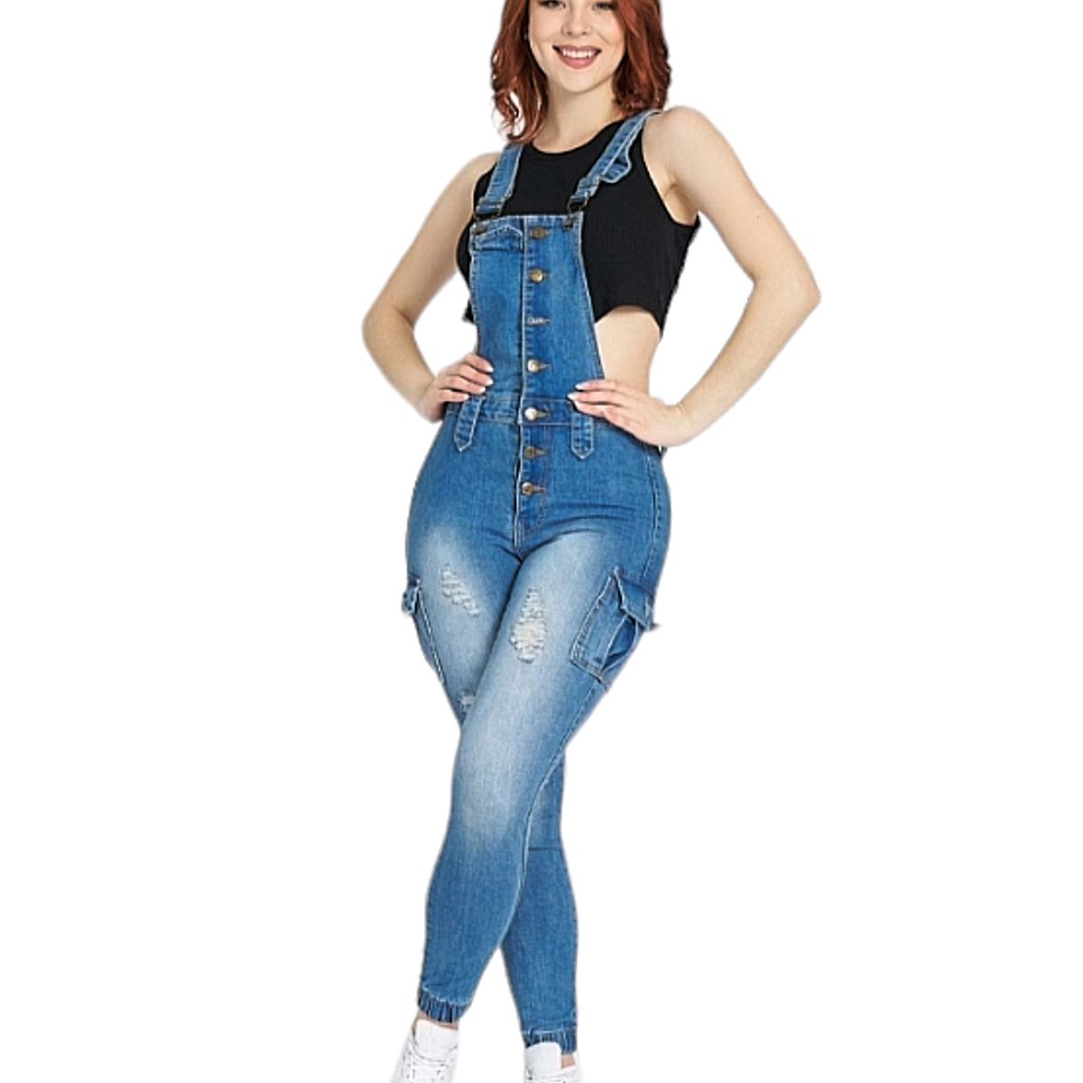 MENINA JEANS - jardinera jeans elasticada para mujer